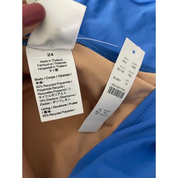 New J.Crew Ruched one-shoulder one-piece 'Sail Blue' women's 24 - Picture 4 of 5